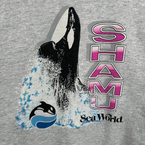 Vintage 90’s Tultex Seaworld Orca Graphic Crewneck Size Medium - Picture 4 of 7